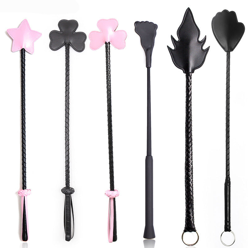 Black leather whip metal clapper Riding Crop
