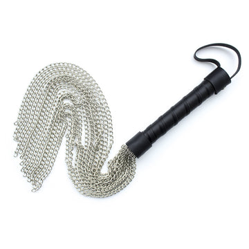 Black Handle Weighted Chainmail BDSM Flogger Whip