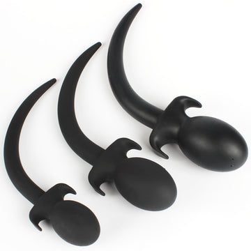Round Silicone Dog Tail Anal Plug Training Kit