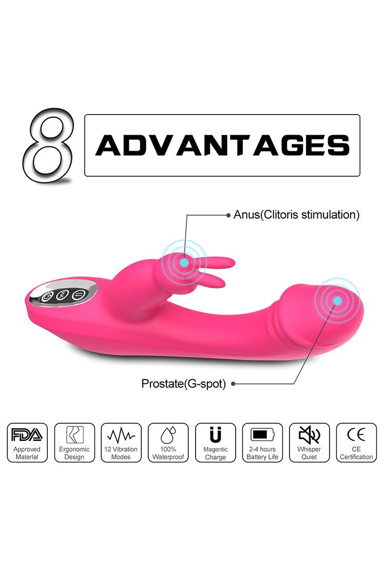 G Spot Rabbit Vibrator Dual Motor Clit Stimulator Pink / One Size