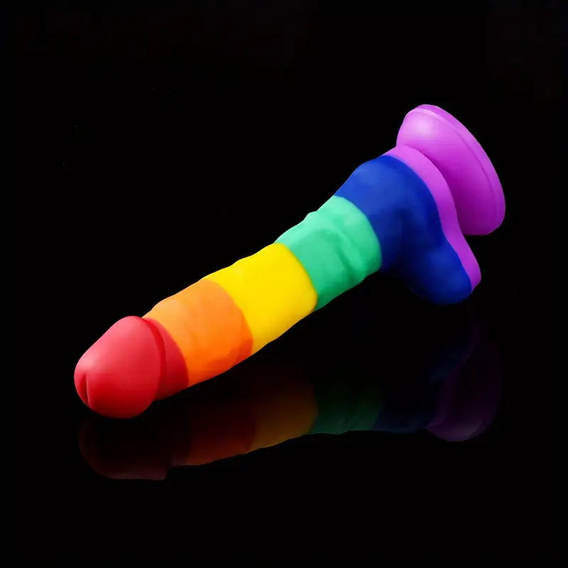 Three Sizes Silicone Realistic Rainbow Colored Dildo