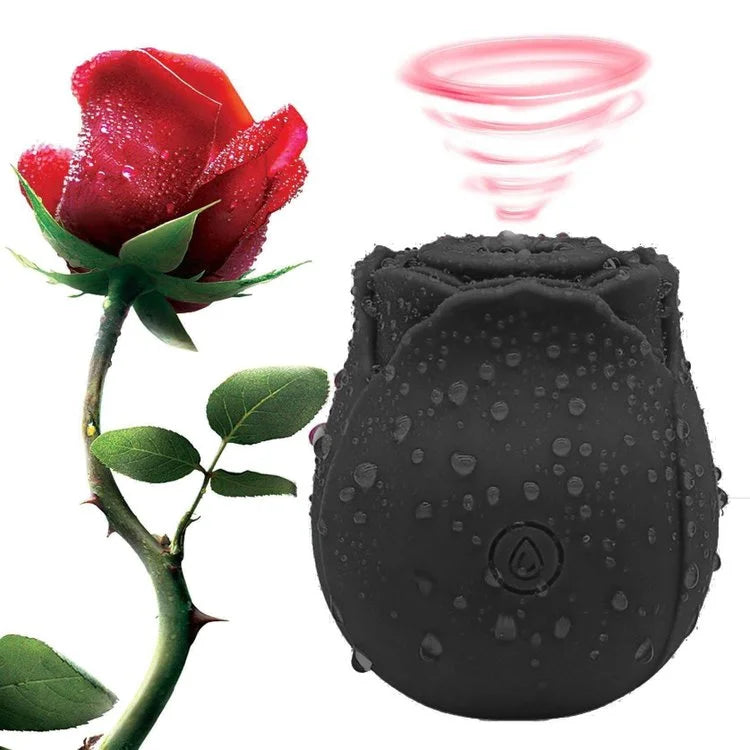 Black Vibrator Clit Stimulator Rose Toy