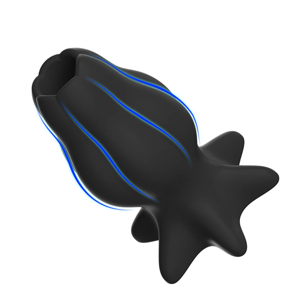 Black Textured Silicone Butt Plug with Hole Kit