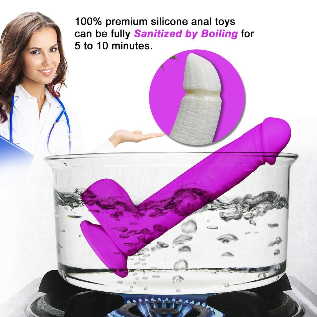 9.5 Inch Super Soft Liquid Realistic Silicone Dildo Purple