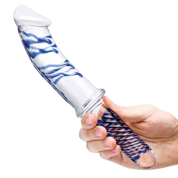 11 Inch With Handle Glass Dildo