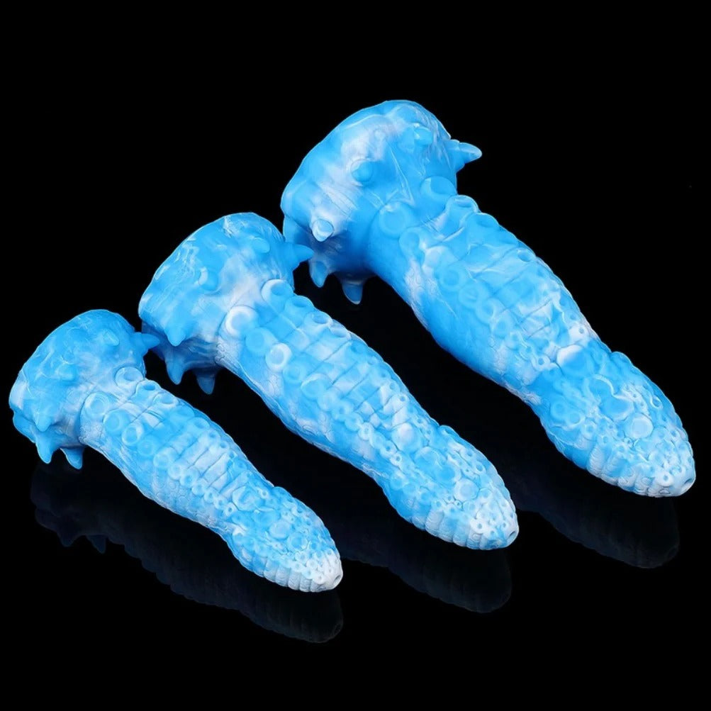 Blue Textured Silicone Fantasy Tentacle Dildo