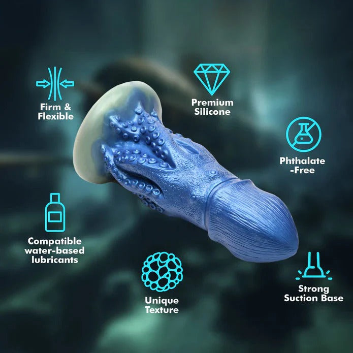 8.4 Inch Blue Silicone Fantasy Tentacle Octopus Dildo