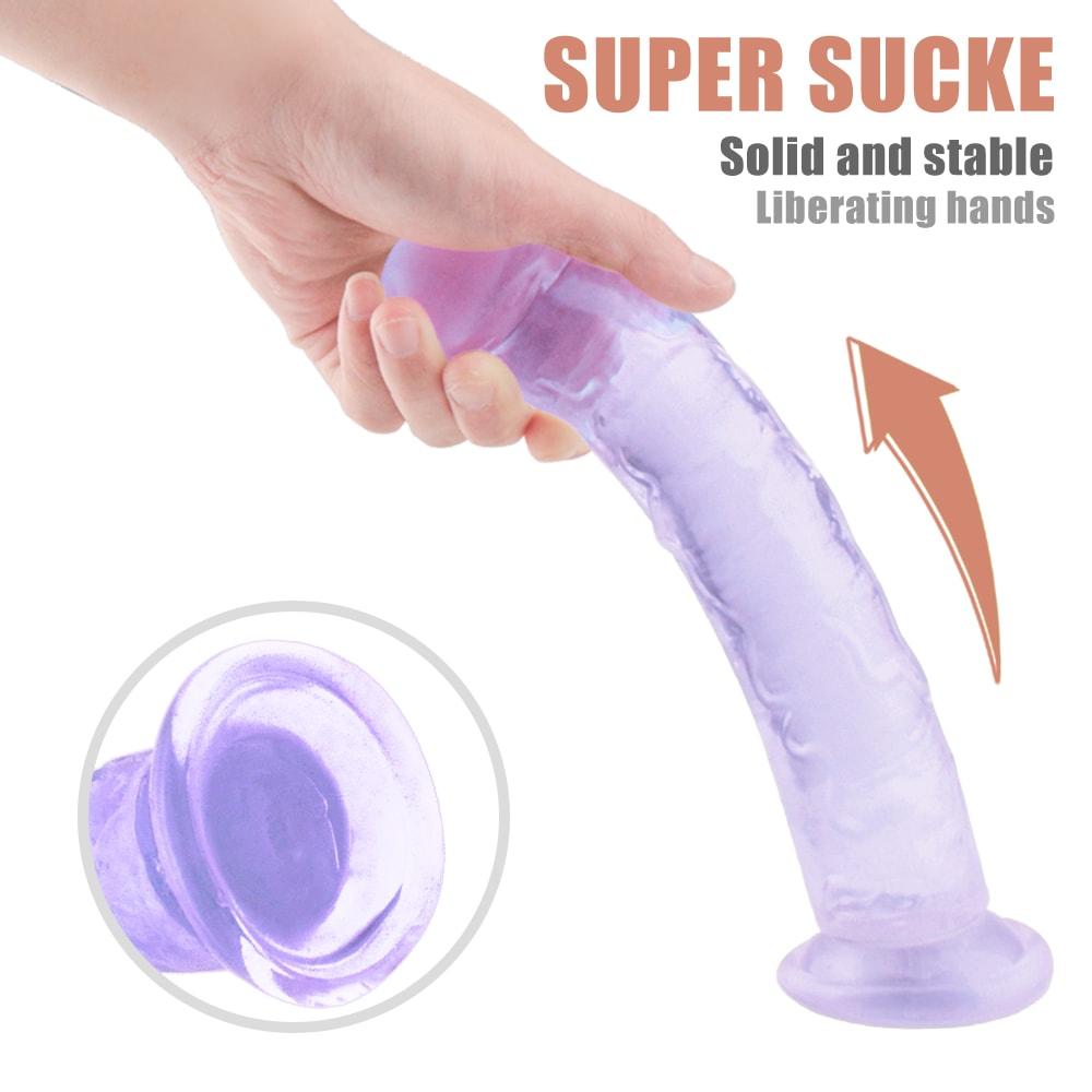 9.84 Inch Super Suction Purple Transparent Realistic Dildo