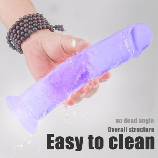 9.84 Inch Super Suction Purple Transparent Realistic Dildo