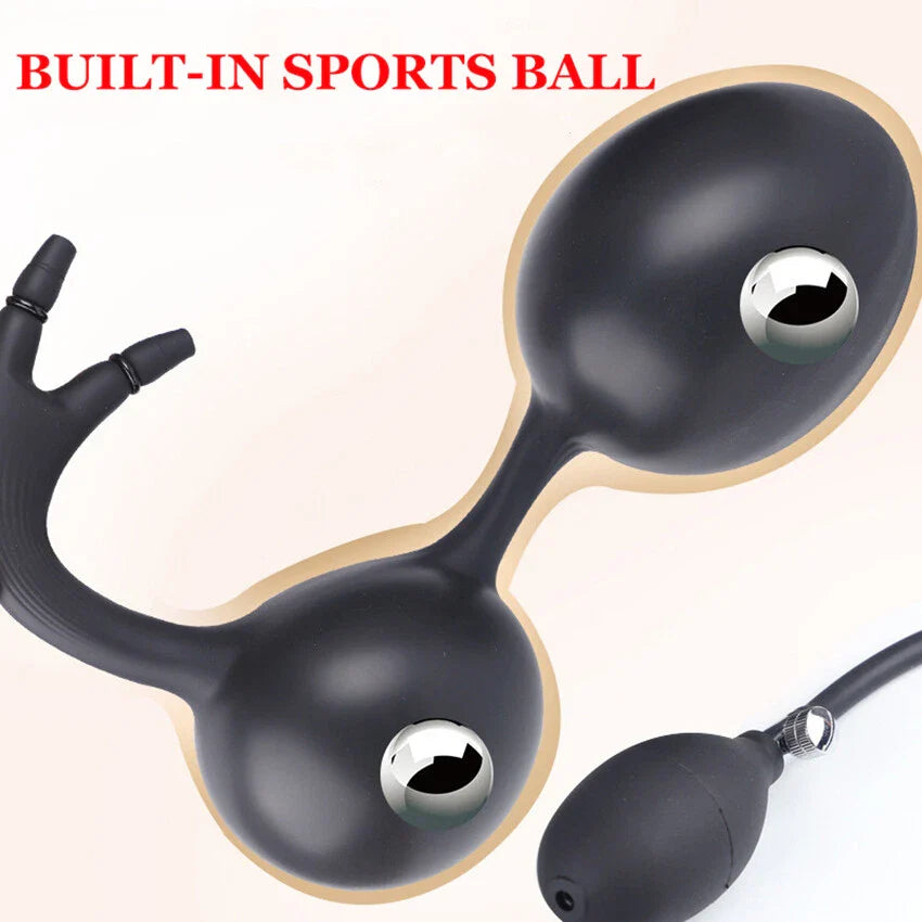 Beads Inflatable Prostate Anal Plug Dual Pump