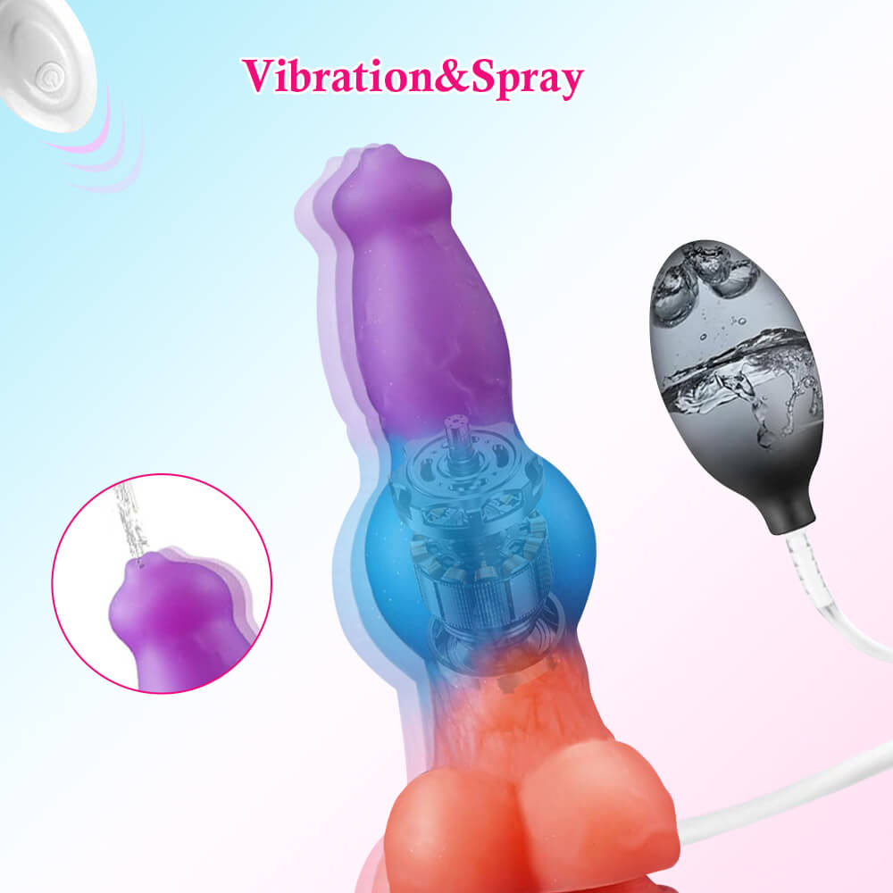 9 Inch Color Mixing Remote Control Vibrating  Ejaculating Dildo