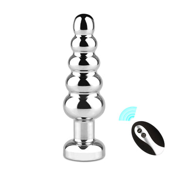 5 Inch Beaded Vibrating Metal Butt Plug