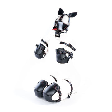 Black Wearable Dog Bondage Hood BDSM Sex Toy