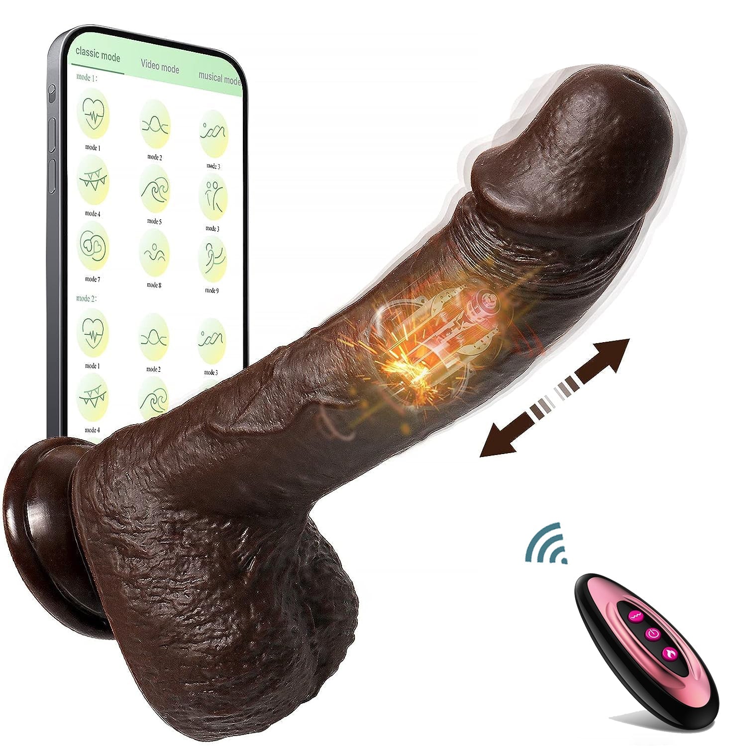 Long Distance Dildo Bluetooth Black Vibrating