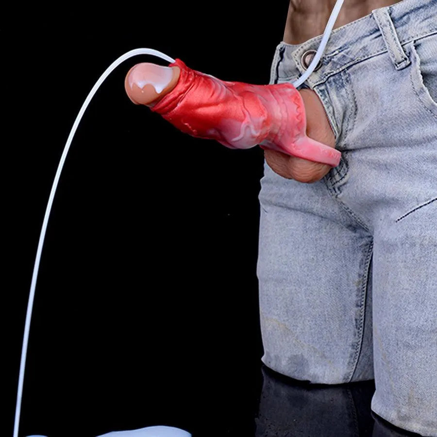 Silicone Squirting Internal Ribbed Penis Sleeve