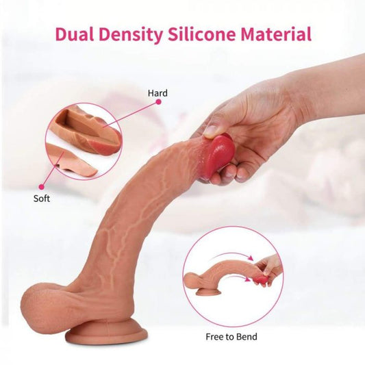 Dual Density Silicone Suction Cup Realistic Dildo