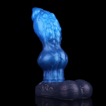 Blue Curved Dual Density Dog Knot Dildo