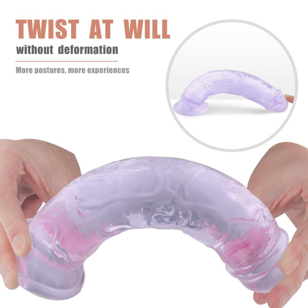 9.84 Inch Super Suction Purple Transparent Realistic Dildo