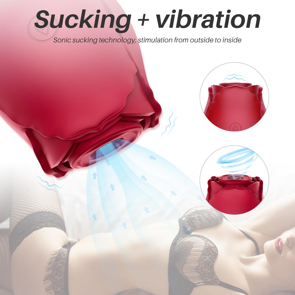 Rose Clit Sucking Vibrator Nipple G-Spot Toys Rechargeable Clitoral Stimulator